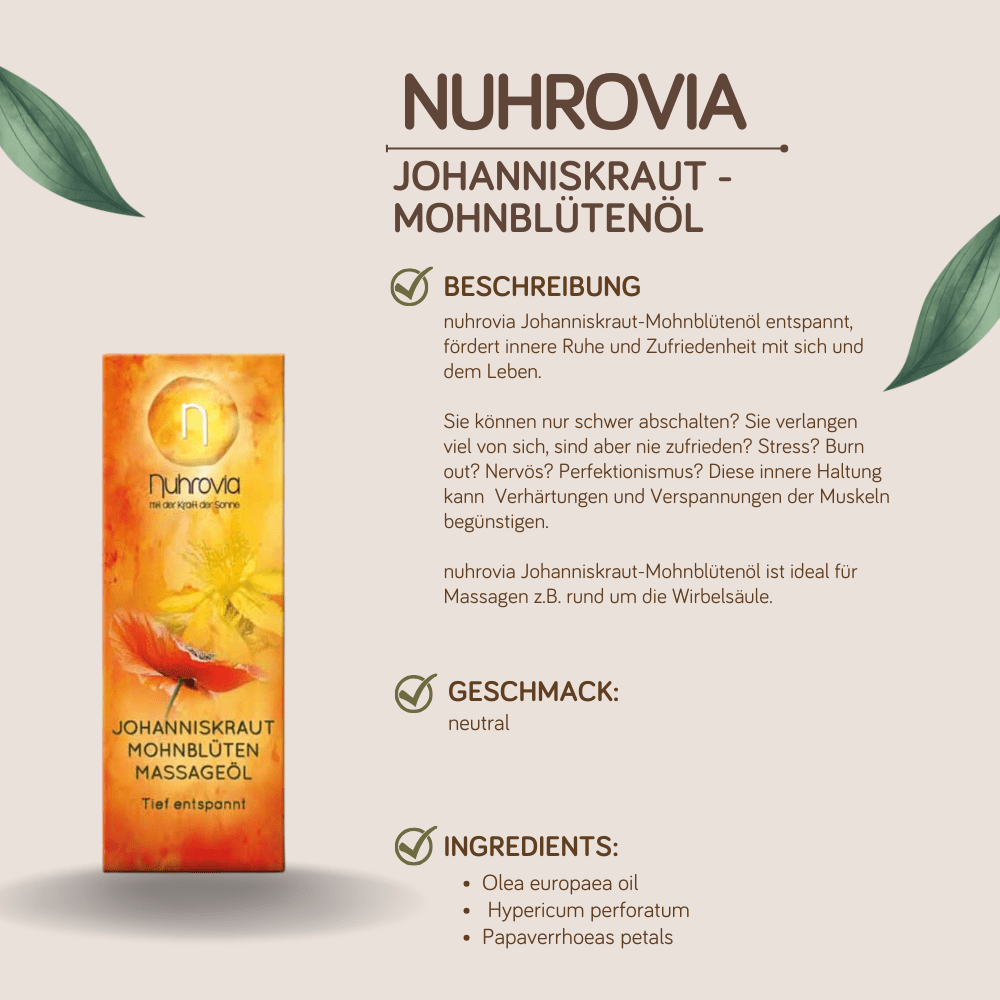 Bild von Johanniskraut Mohnblütenöl 50ml, Nuhrovia - Helioenergetisch